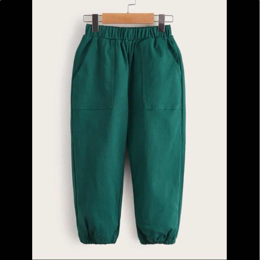 SHEIN Toddler Boy Slant Pocket Carrot Green Pants Size: 2T